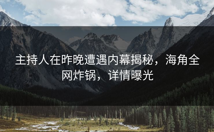 主持人在昨晚遭遇内幕揭秘，海角全网炸锅，详情曝光
