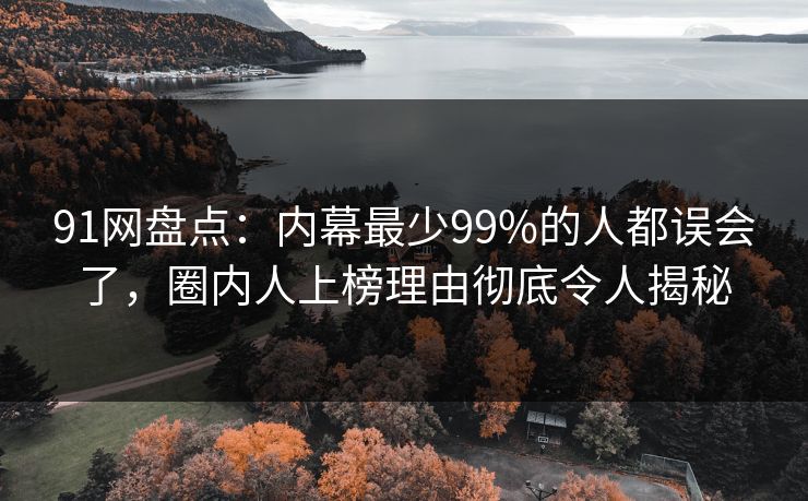 91网盘点：内幕最少99%的人都误会了，圈内人上榜理由彻底令人揭秘