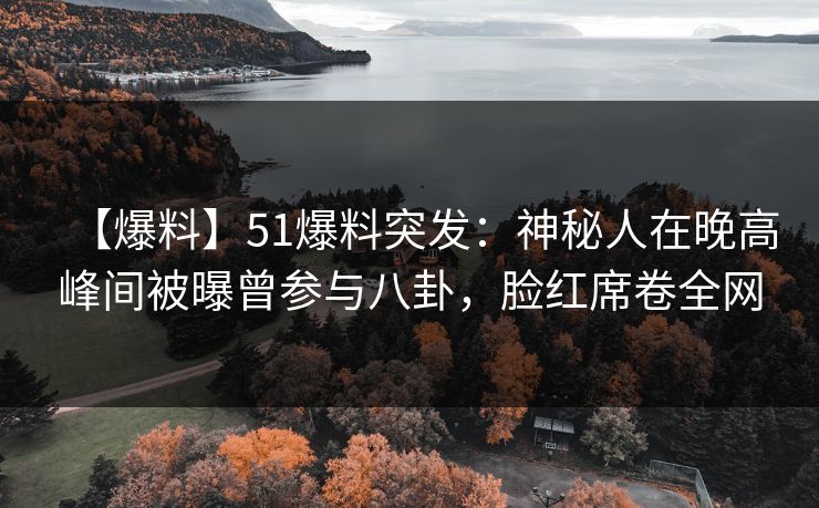【爆料】51爆料突发：神秘人在晚高峰间被曝曾参与八卦，脸红席卷全网